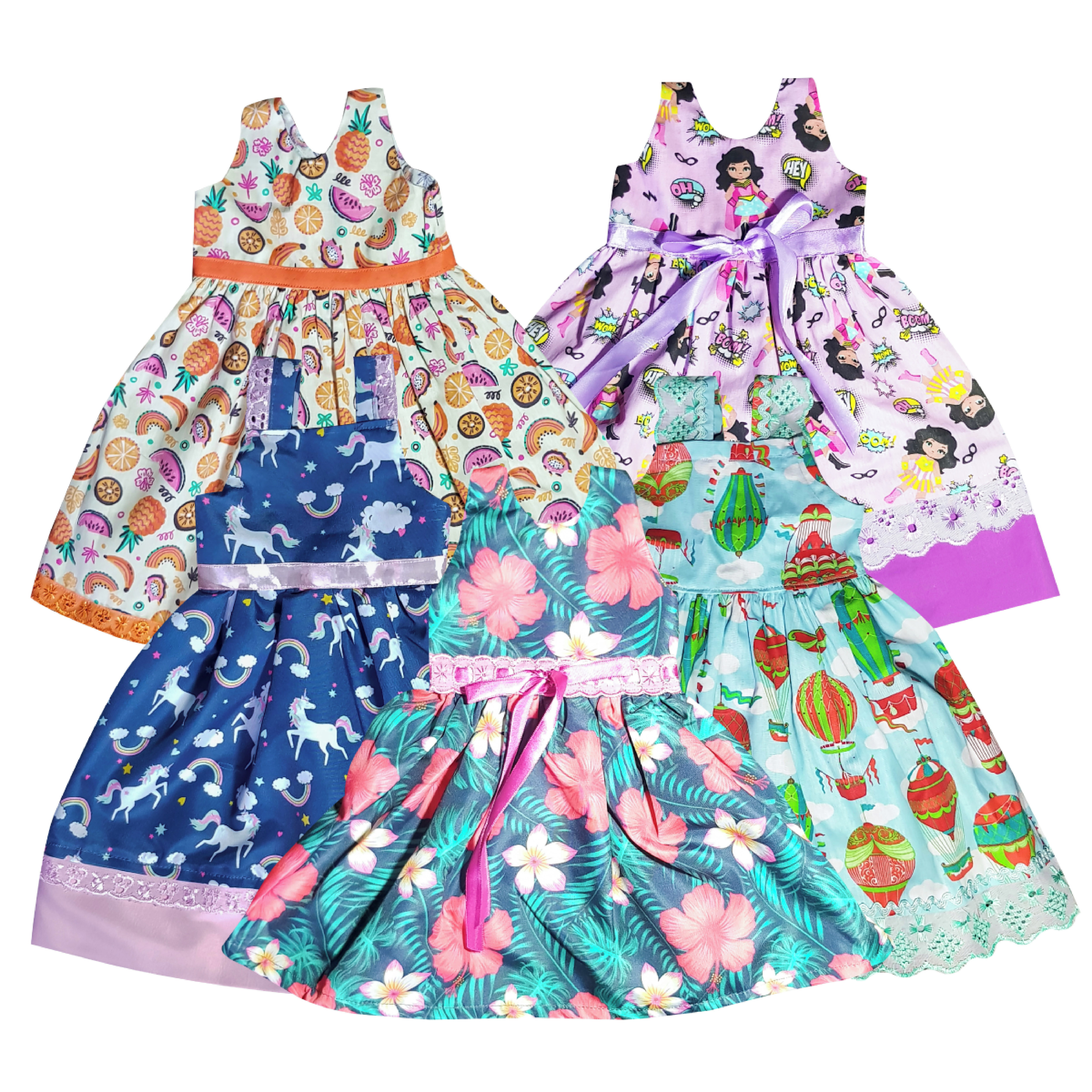 Kit 2 Vestidos P/ Boneca Bebe Reborn - Roupinha + Brinde