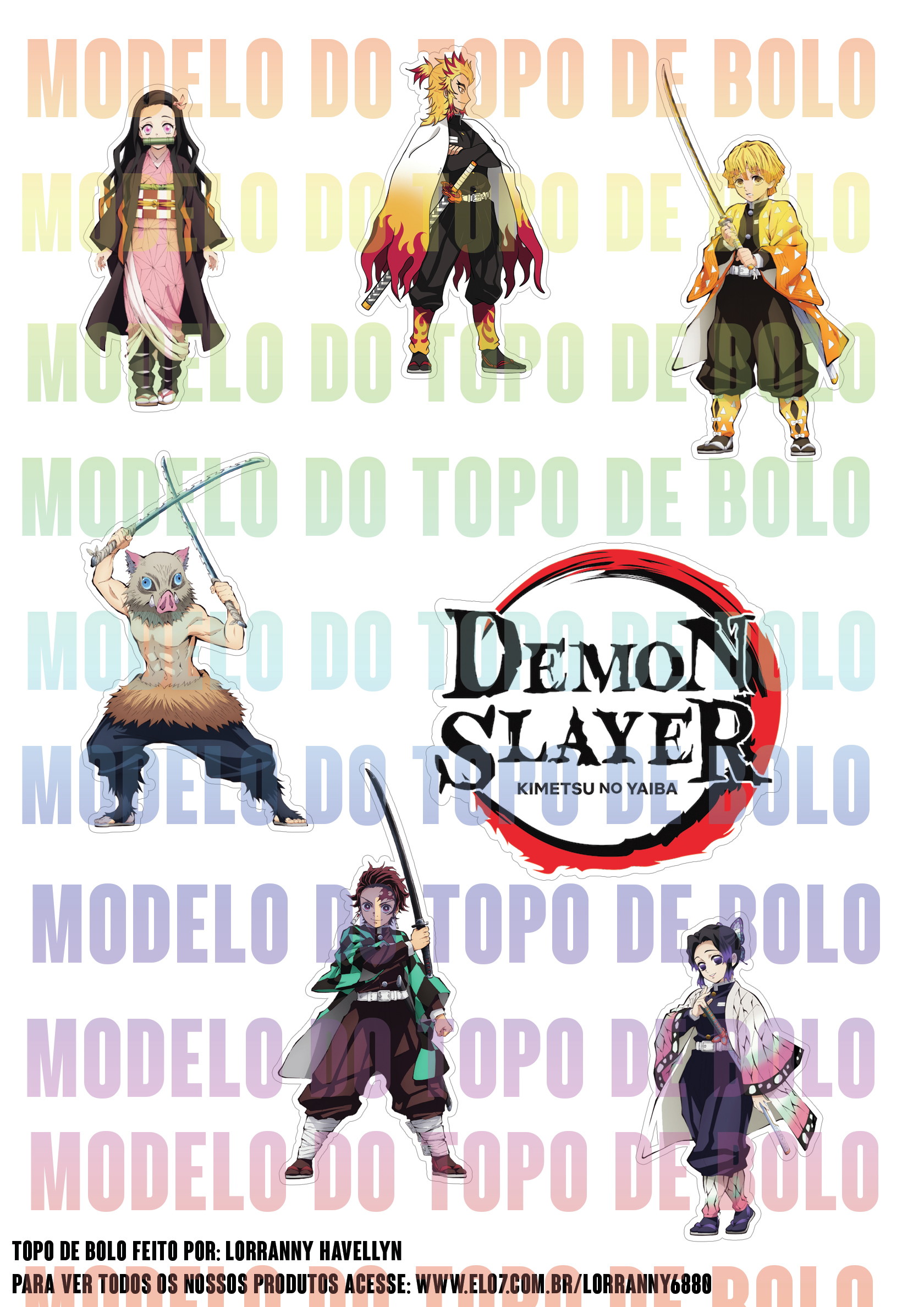 Arquivo de Corte : Personagens Demon Slayer em papel.