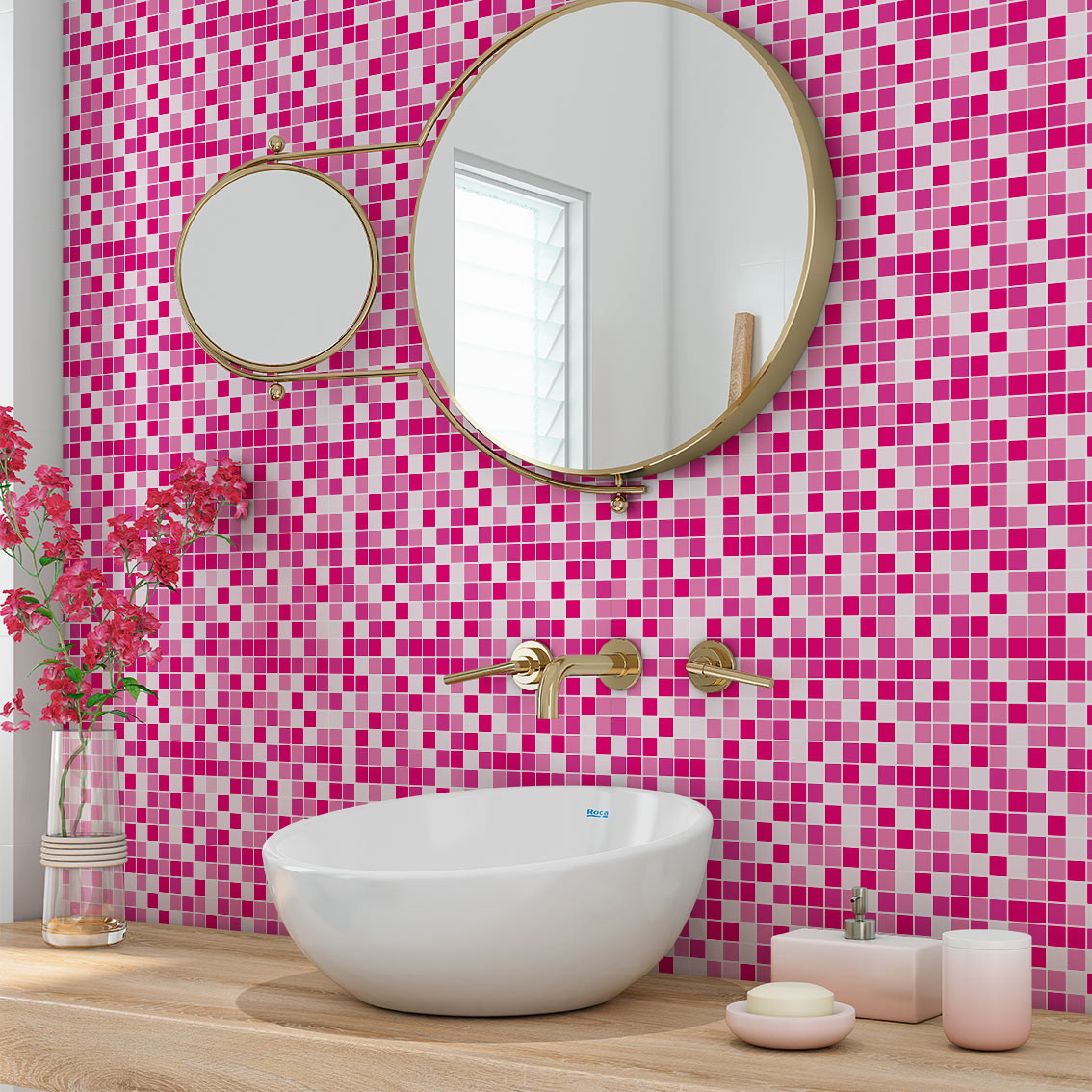 Papel de Parede Adesivo Lavável Decoração Pastilhas Azulejo Para Cozinha  Rosa Xadrez 3D - Pro Decor - Papel de Parede - Magazine Luiza