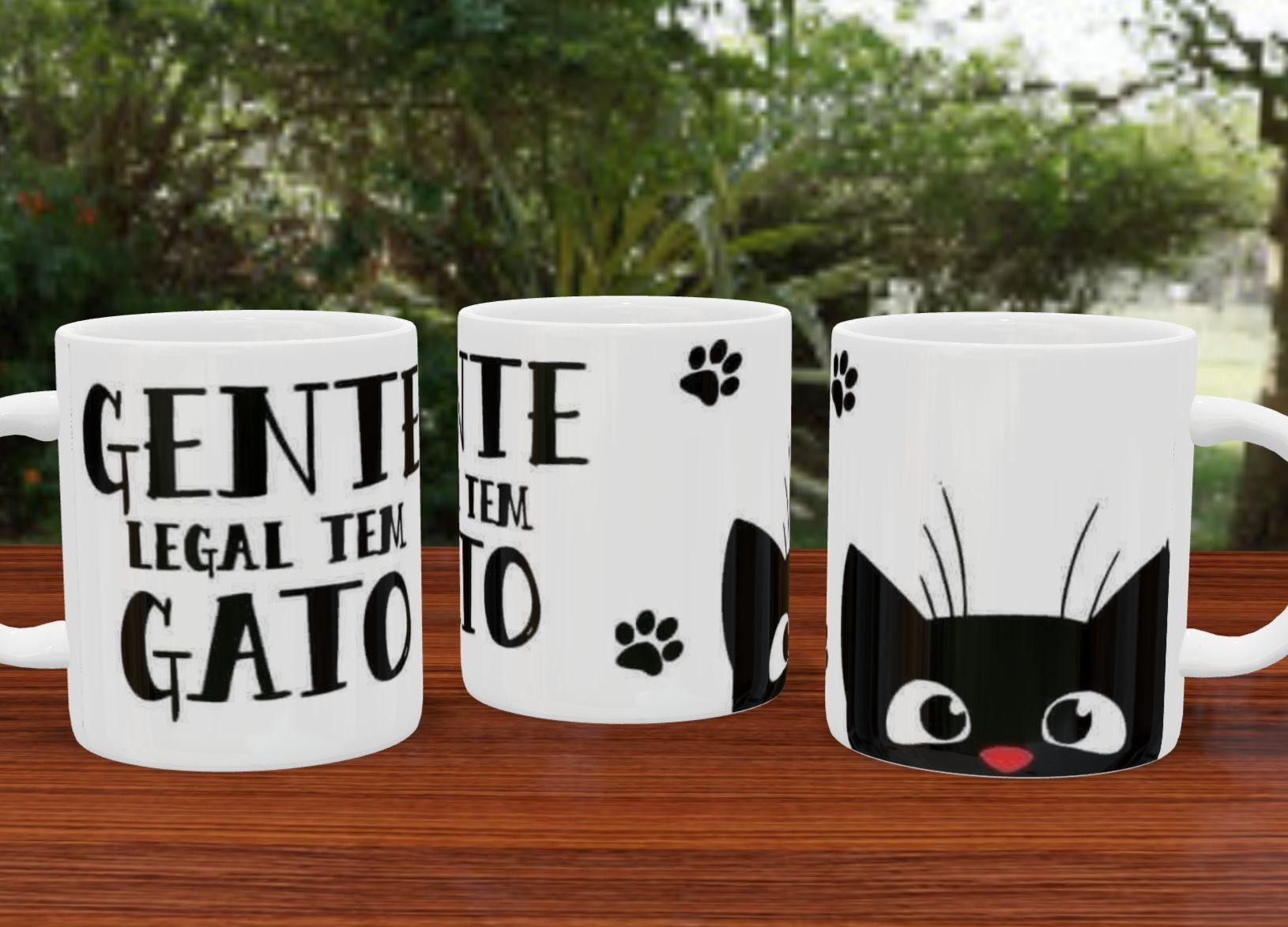 Caneca Gato Gente legal tem gato desenho gato preto