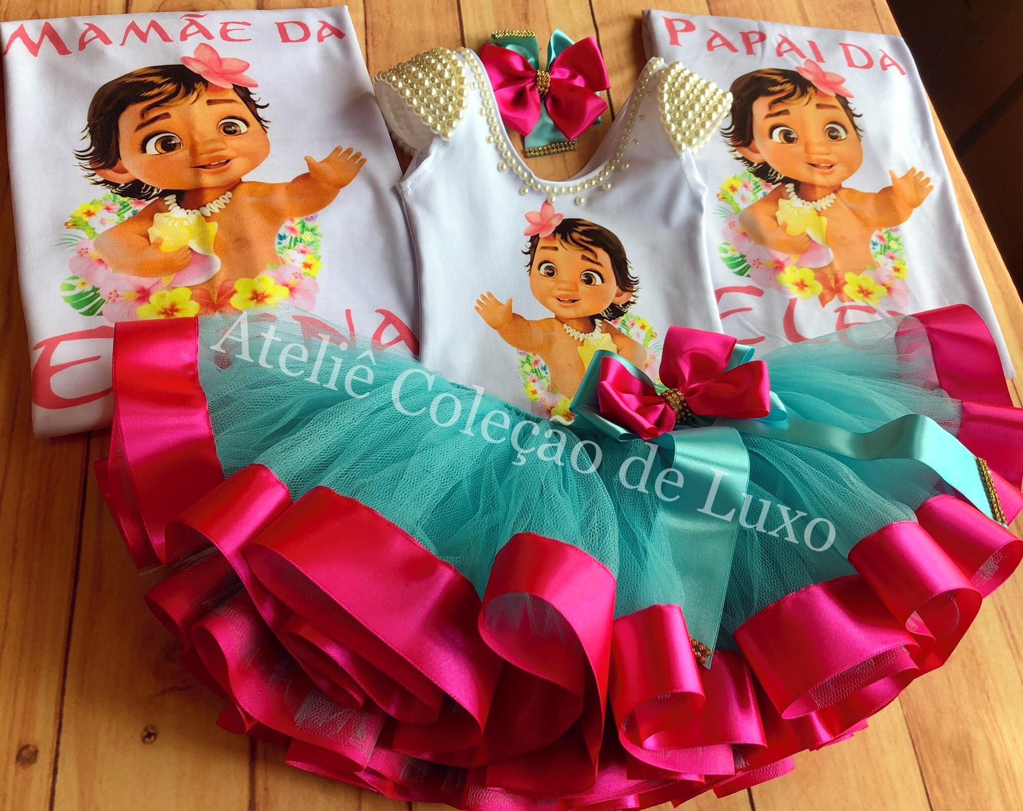 Conjunto Tutu Da Moana - Roupa De Festa Personalizada