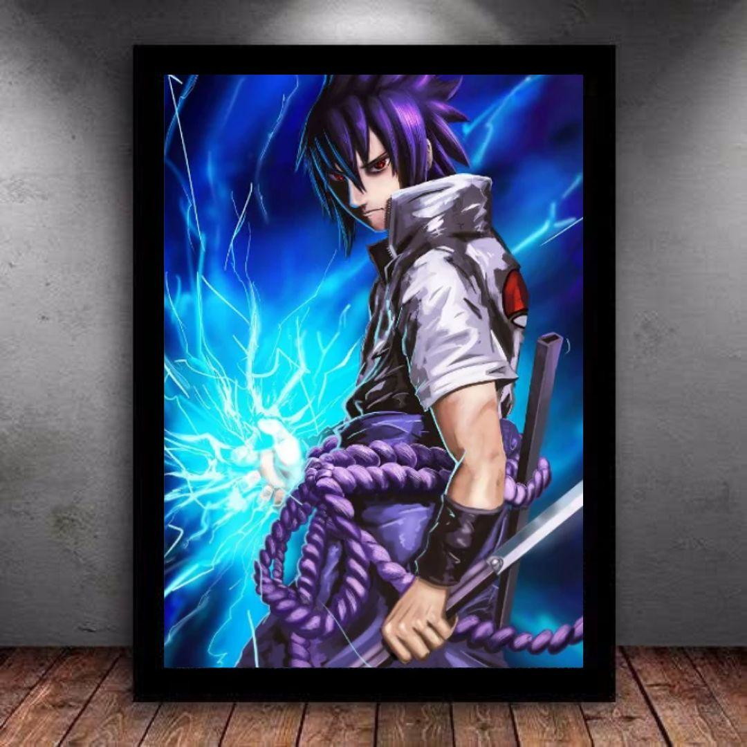 Quadro decorativo emoldurado sasuke taka naruto classico retroPara