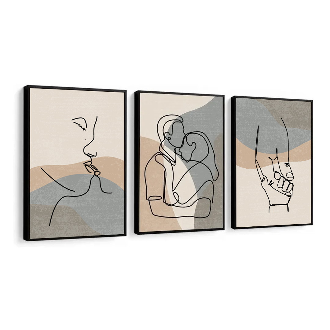 Desenho Silhueta Casal Minimalista Quadro Canvas 100x70cm