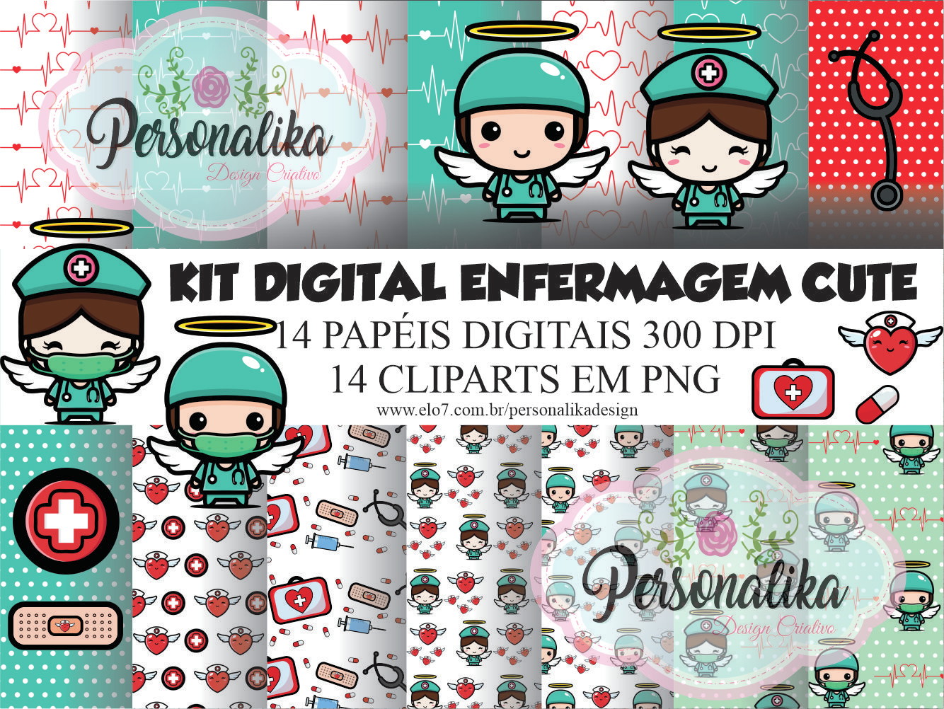 kit digital enfermeiras  Elo7 Produtos Especiais