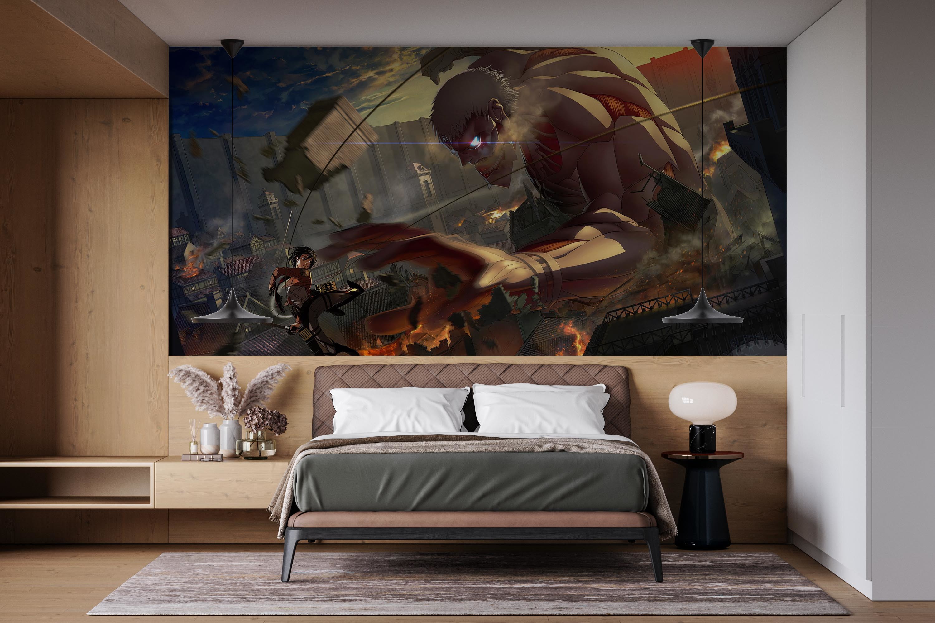 Cartaz Japonês Clássico Anime Attack on Titan, Decoração do Quarto