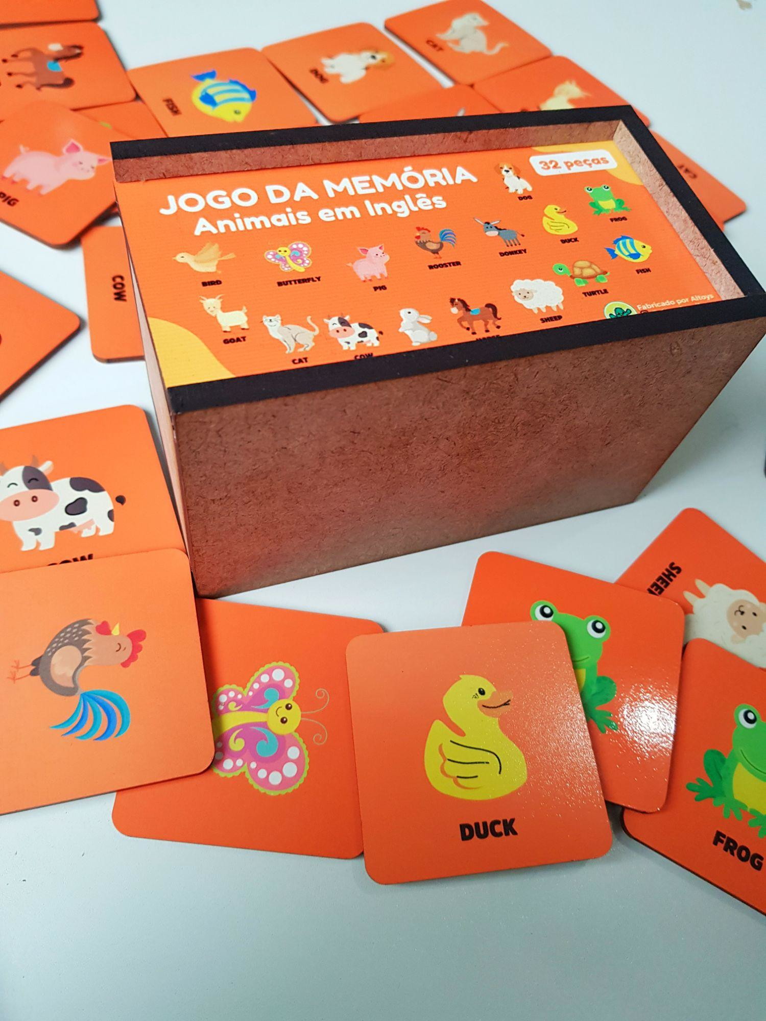 Jogo da Memória Animais em Inglês