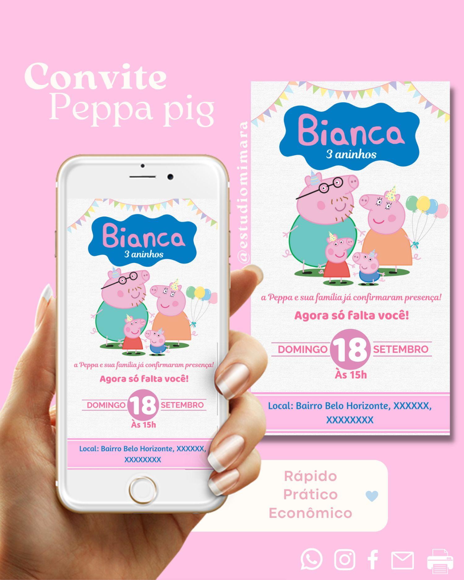 Convite Peppa Pig Princesa para imprimir