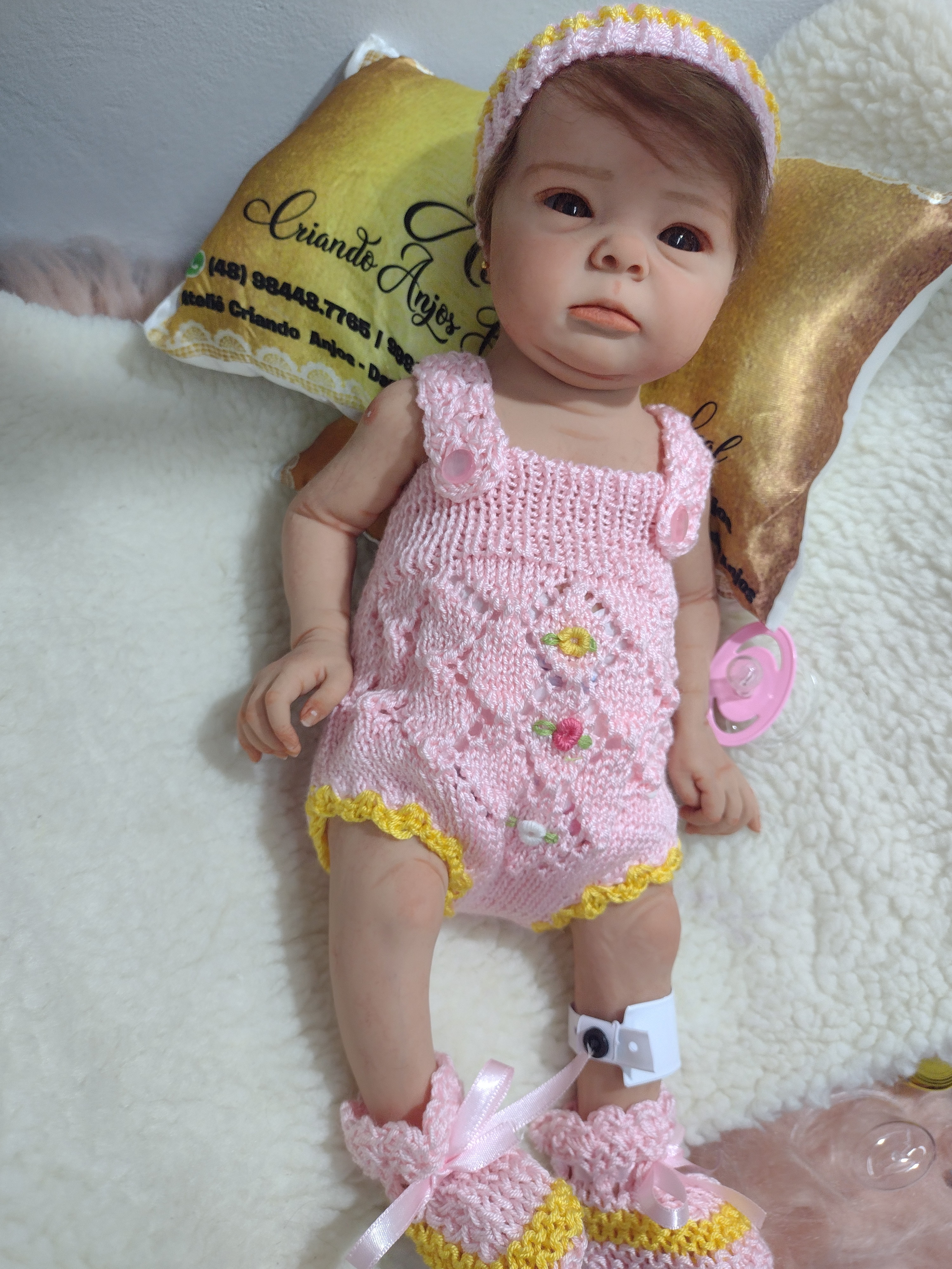 Bebê Reborn Silicone Sólido Coco Malu 50 cm Mama e Faz Xixi