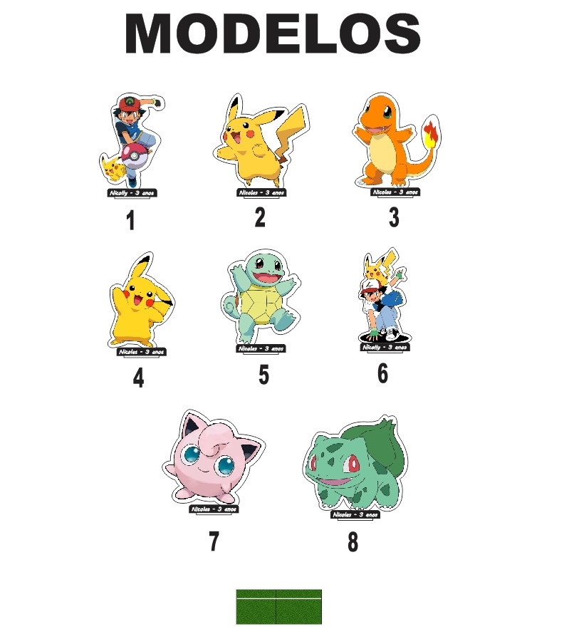 10 Centro de Mesa Pokemon com Nome mdf Adesivado Lindo