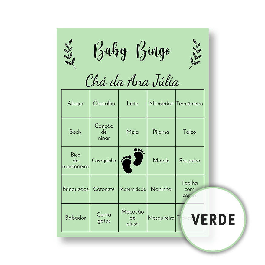 60 Cartelas Baby Bingo De Chá Revelação - Arquivo Pdf