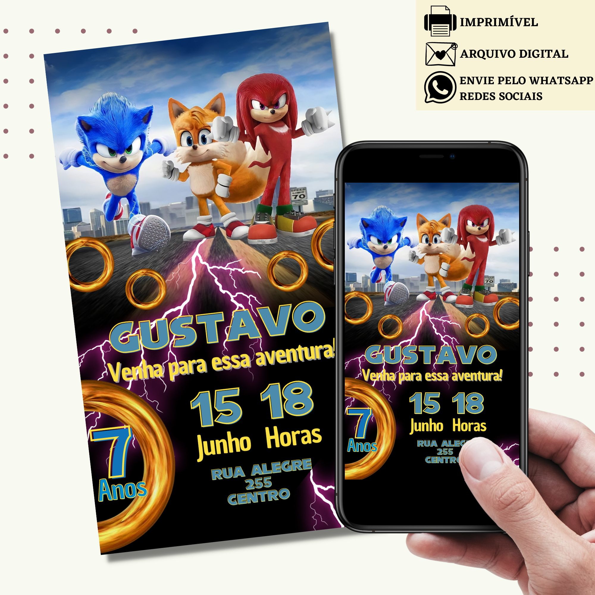 Convite de aniversário Virtual Sonic - Serviços - Jardim Soraia