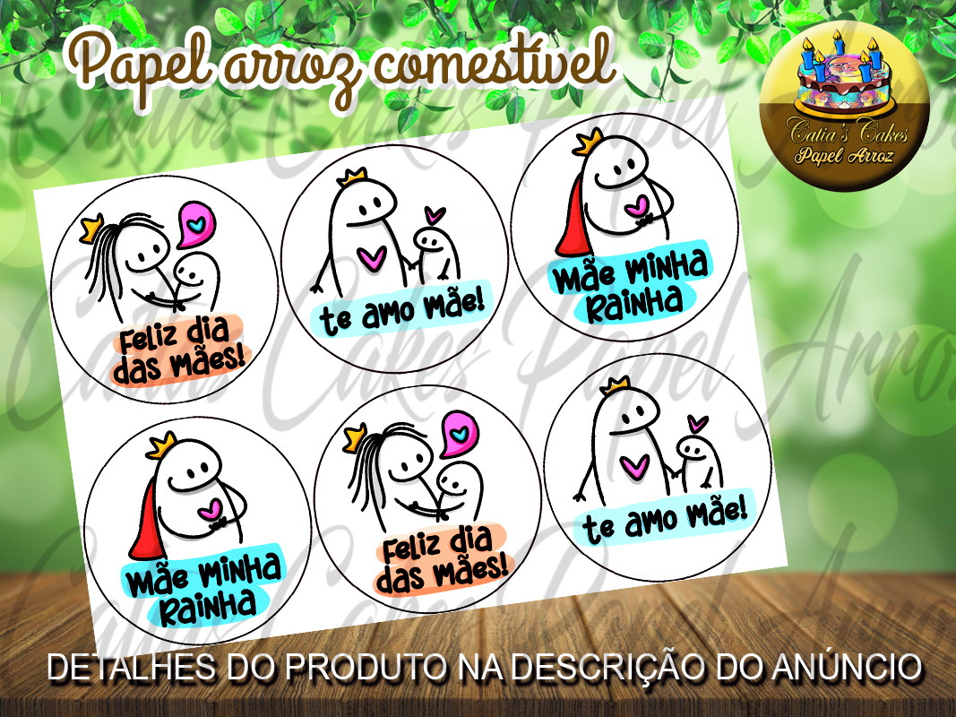 MEME FLORK DIA DAS MÃES TOPO DE BOLO (UNIDADE) - PAPEL ARROZ ESPECIAL