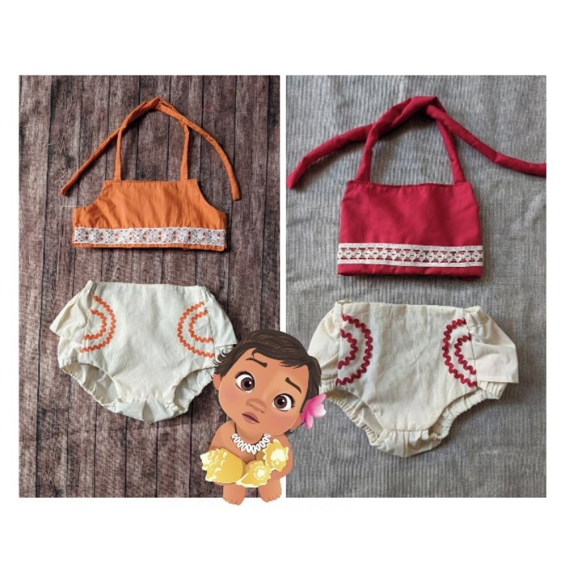 roupinha romper fantasia moana baby vermelha e laranja para bebes