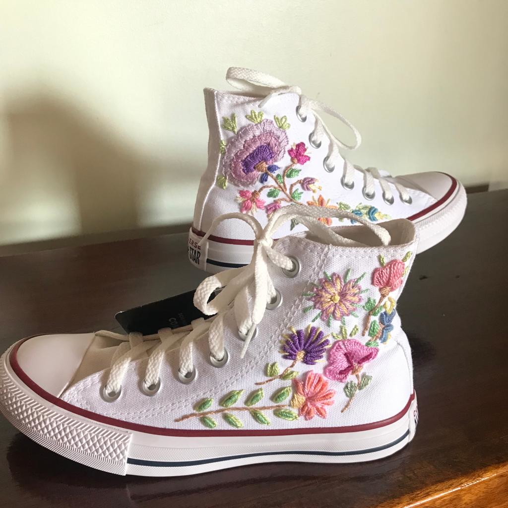 Tênis All Star Cano Alto Infantil Bordado (pronta Entrega)