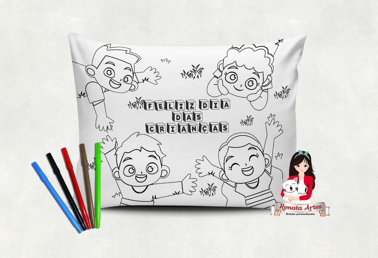 ALMOFADA PERSONALIZADA DIA DAS CRIANÇAS PARA PINTAR