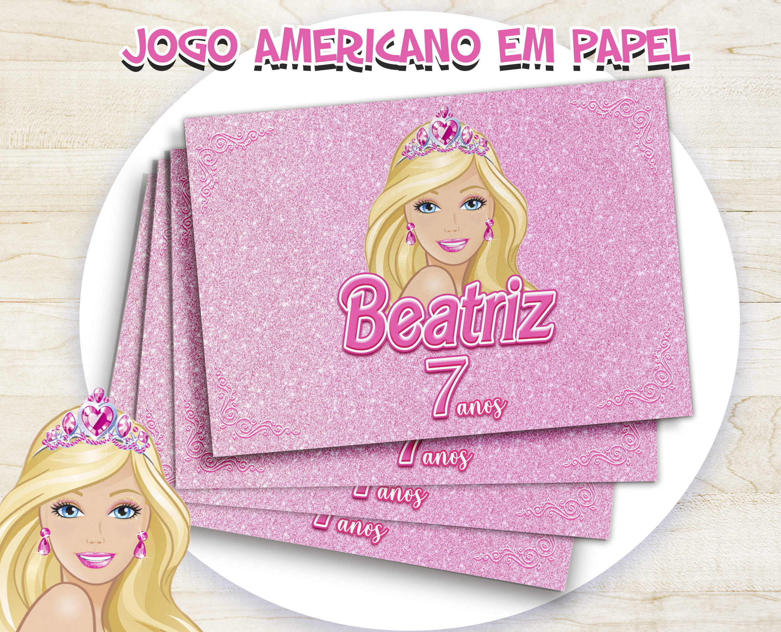 Conjunto de Jogo Americano Personalizado Estampa Barbie - Coisas da Flor