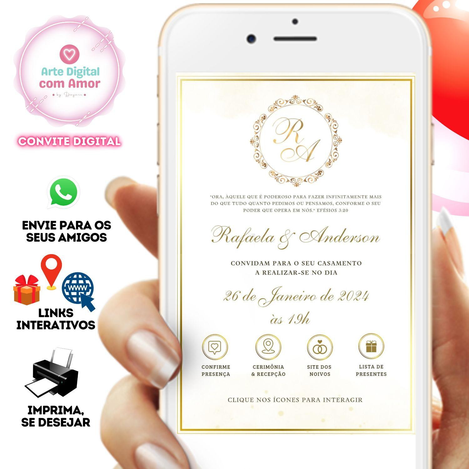 Paleta Dourado – Loja de Convites Virtual, Casamento