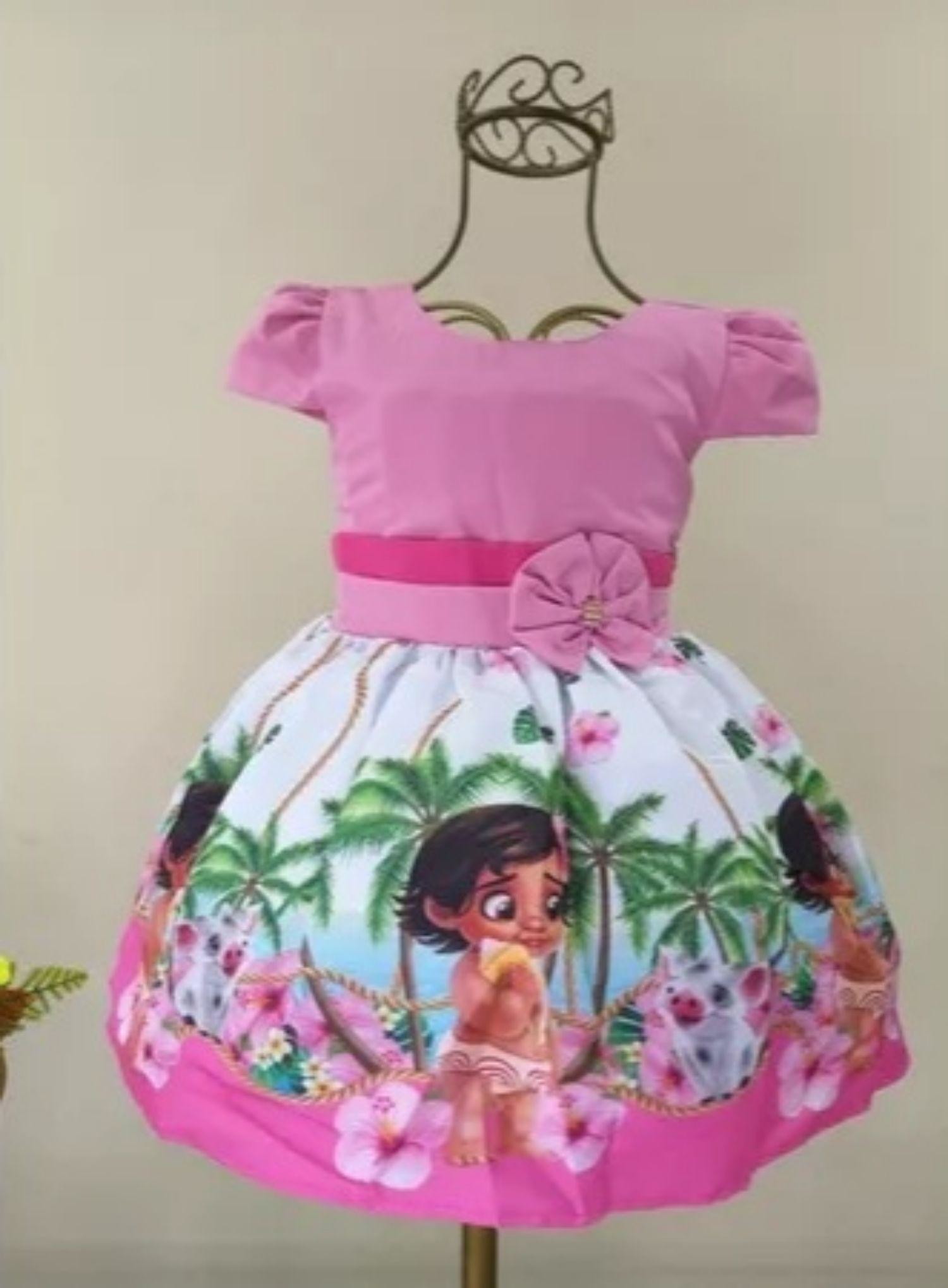 Vestido Infantil Moana Baby Aniversario Tematico E Tiara em