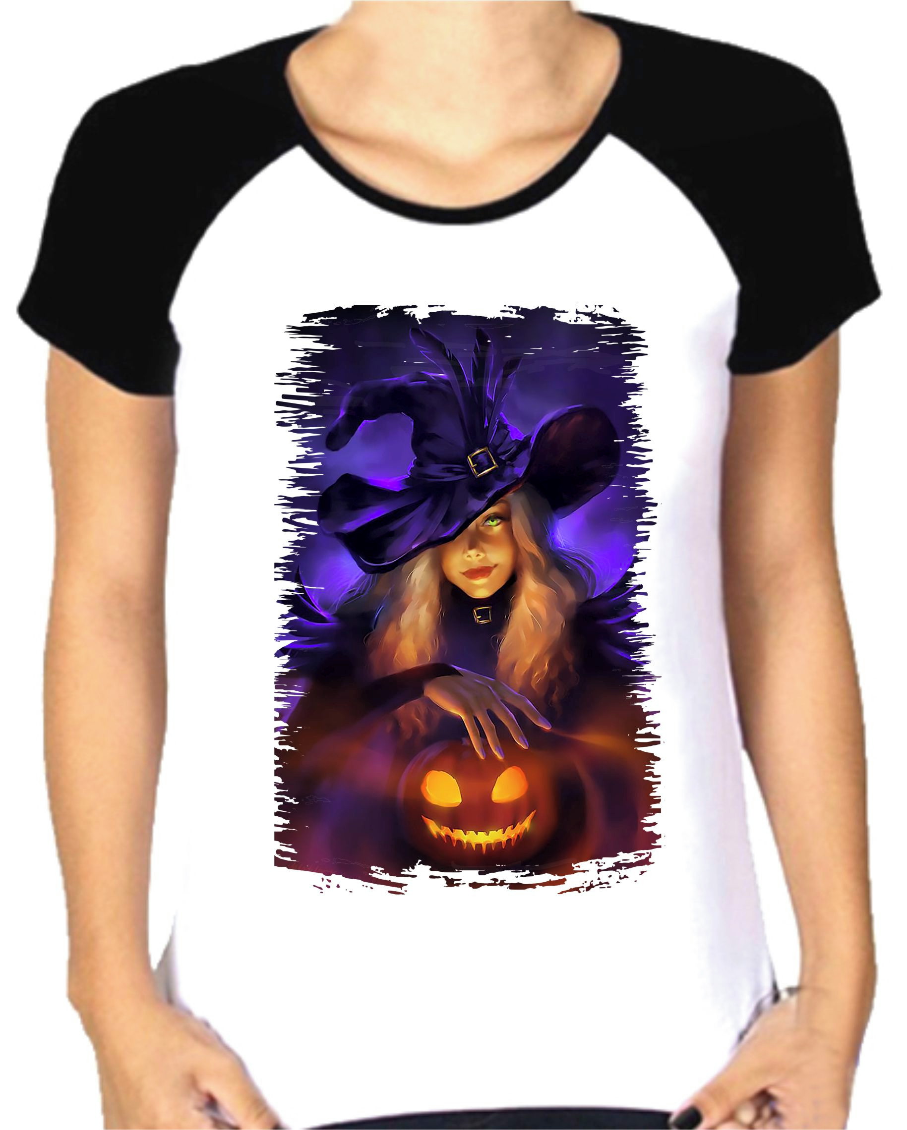 Camiseta Halloween Dia das Bruxas Abóbora Adulto Infantil Masculina Feminina Baby look Estampa Total Personalize Sua