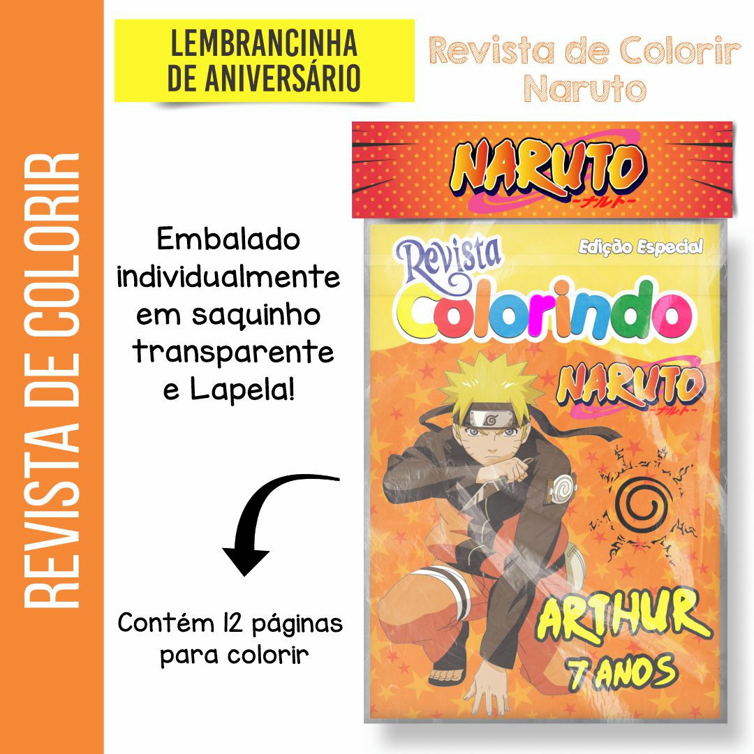 Revista Colorir Naruto  Elo7 Produtos Especiais