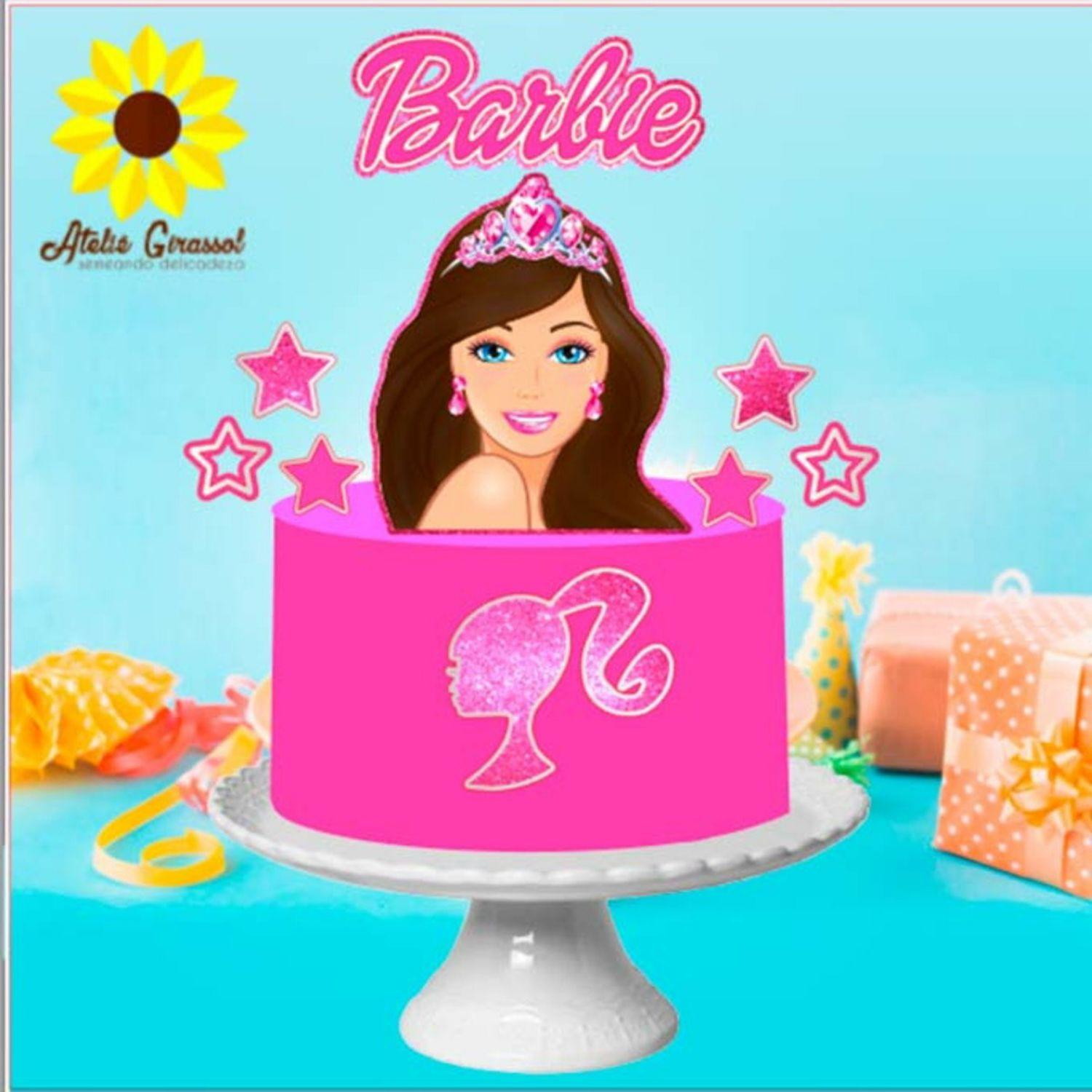 Oblee Marketplace  Topo Topper de Bolo Personalizado Barbie Loira