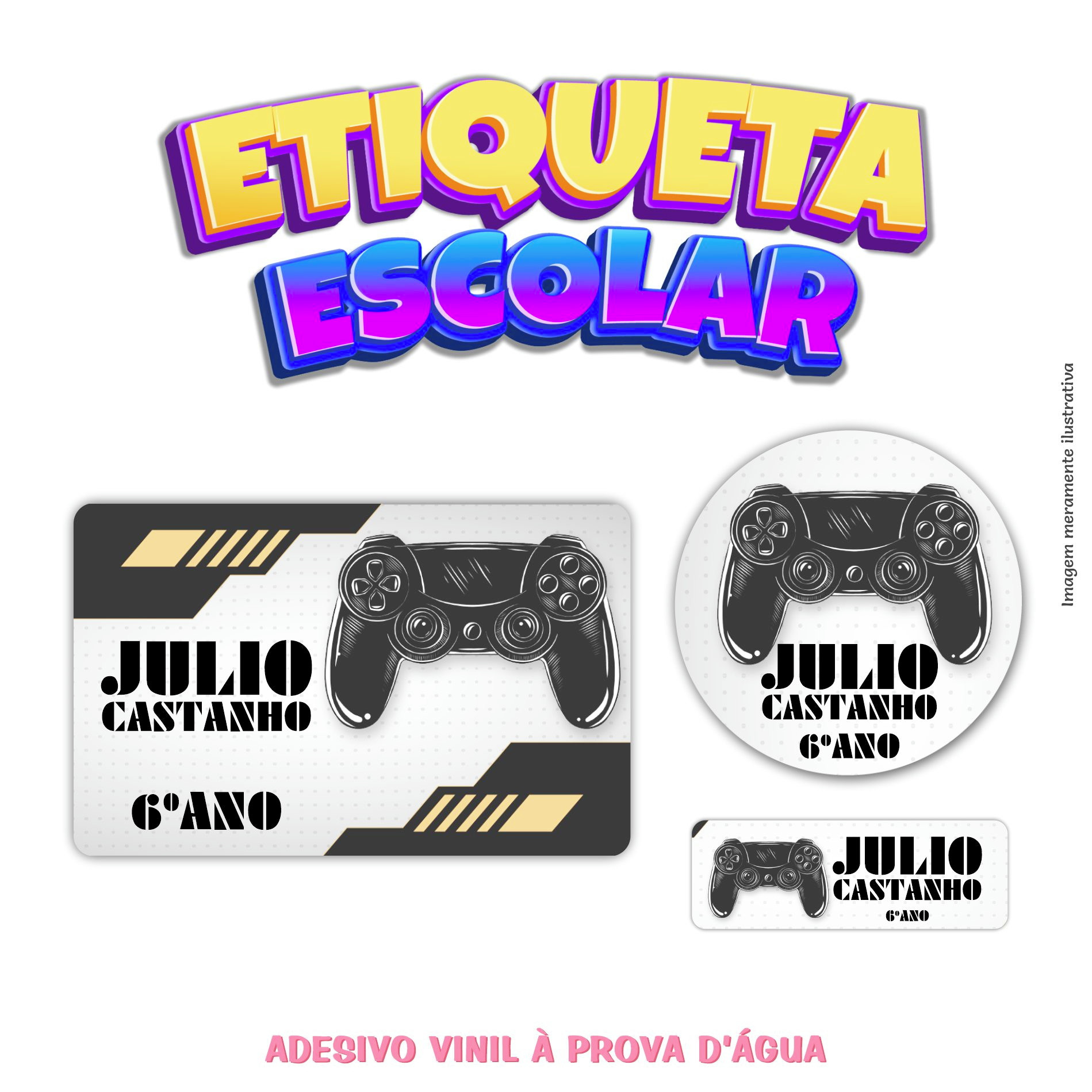 Etiqueta Escolar Games  Elo7 Produtos Especiais