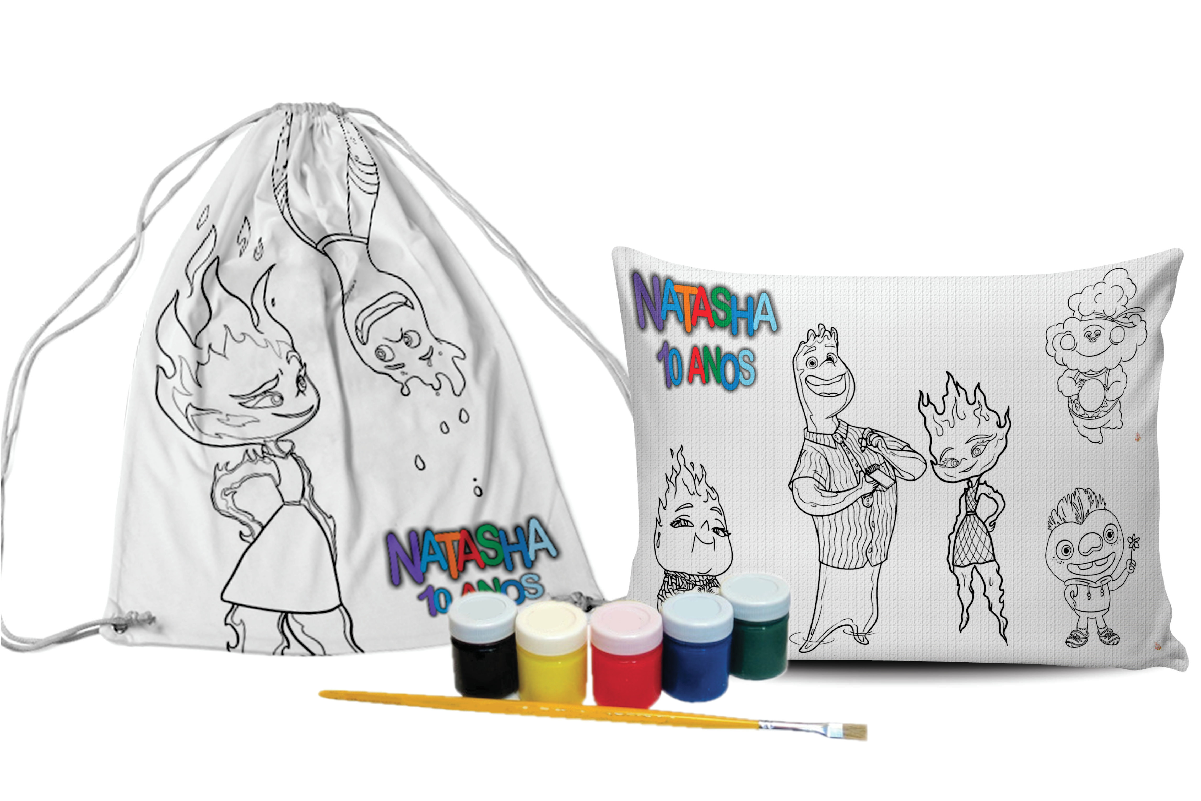 Kit de Colorir do Sonic Mochila Almofada Tinta Lembrancinha