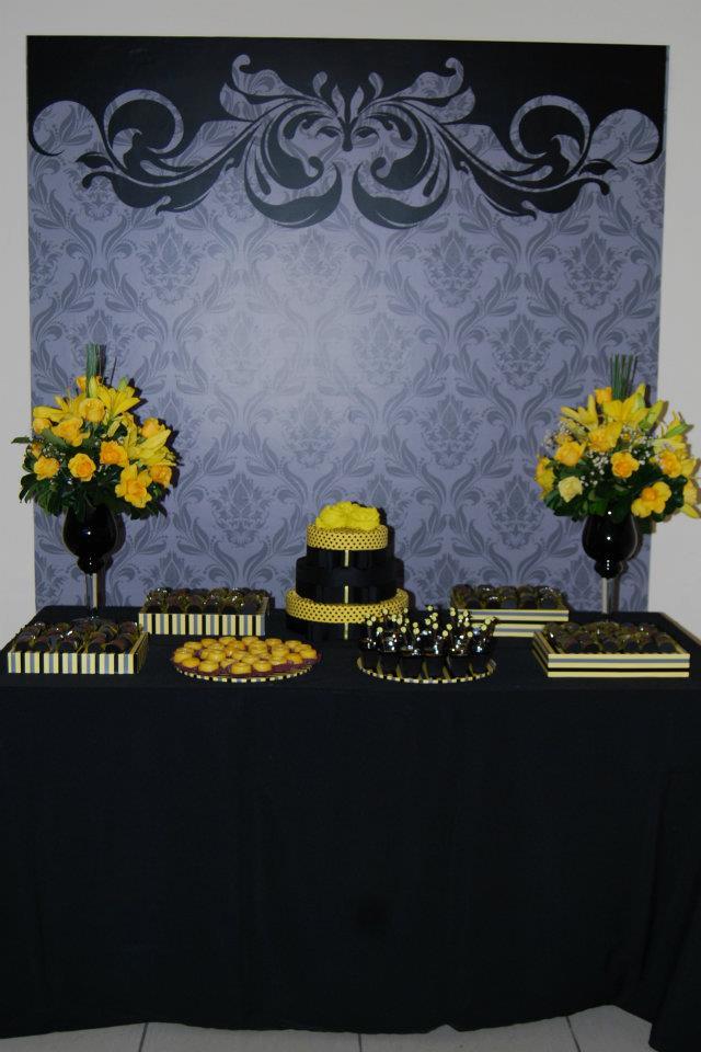 Decoraç u00e3o Preto e Amarelo 60 anos Mimos& Co Elo7 Armario Tela Aki ~ Decoraç u00e3o Preto e Amarelo 60 anos Mimos& Co Elo7