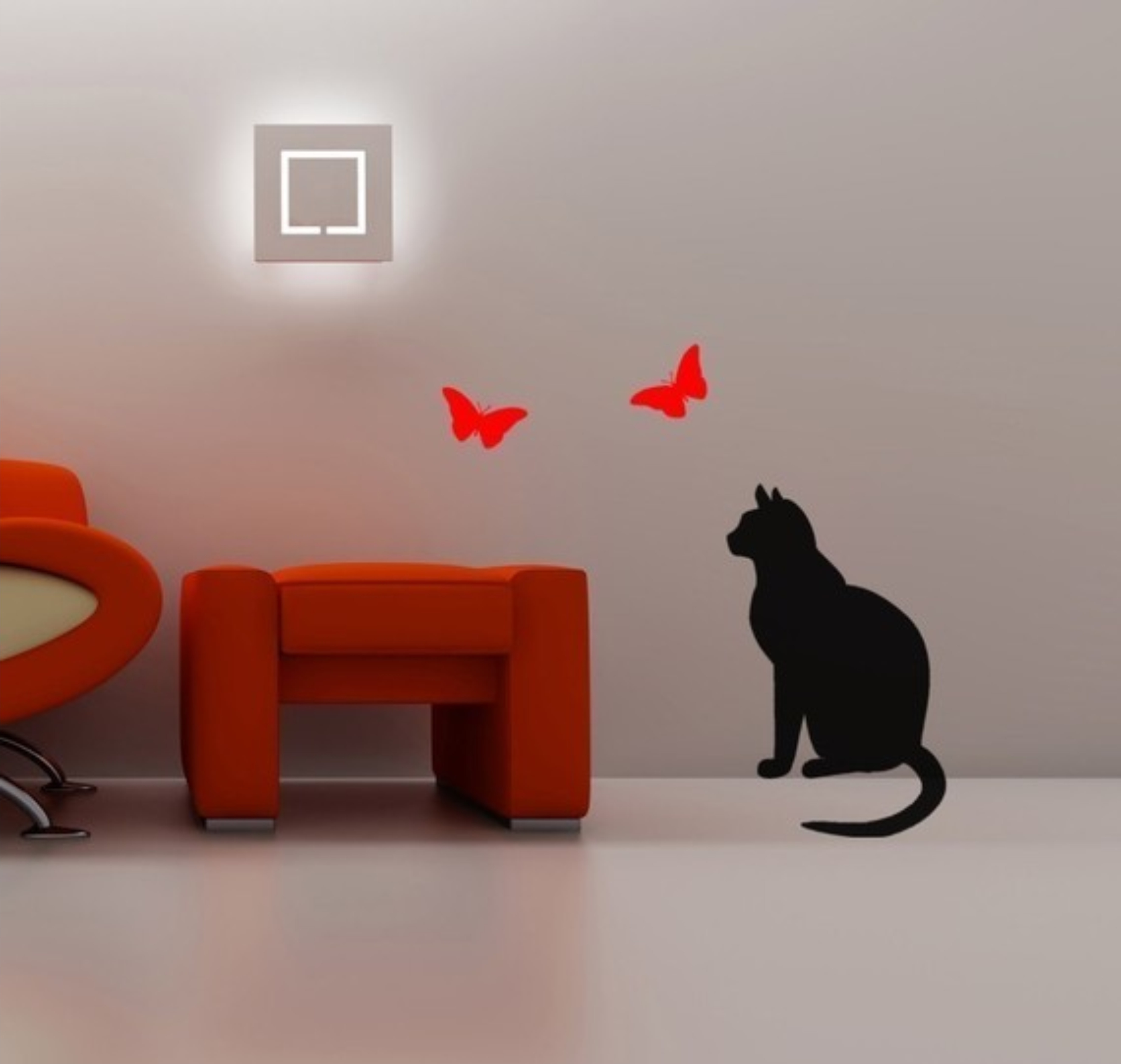 Adesivo decoraç u00e3o parede gato borboletas Adesivos de Armario Para Consultorio Odontologico Com Pia ~ Adesivo decoraç u00e3o parede gato borboletas Adesivos de