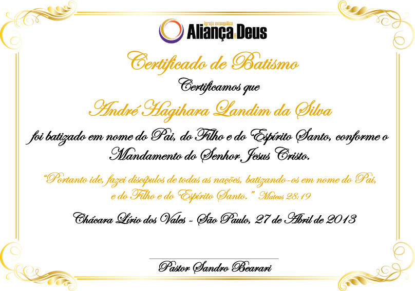 Certificado De Batismo Cole O De Cantinho Das Lembrancinhas E