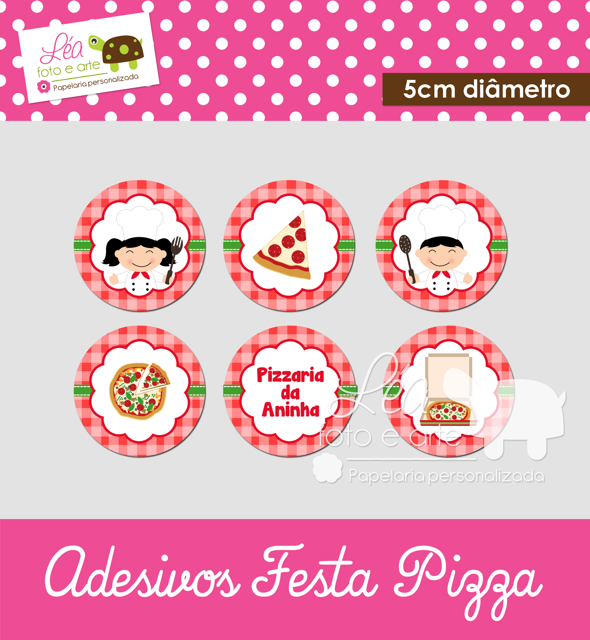 adesivos redondos festa pizza