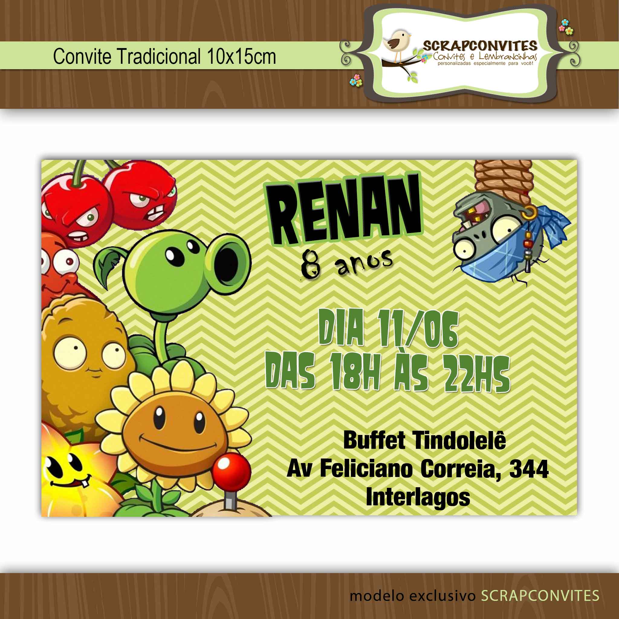 convite plantas vs zumbies no elo7 scrapconvites 38ce85