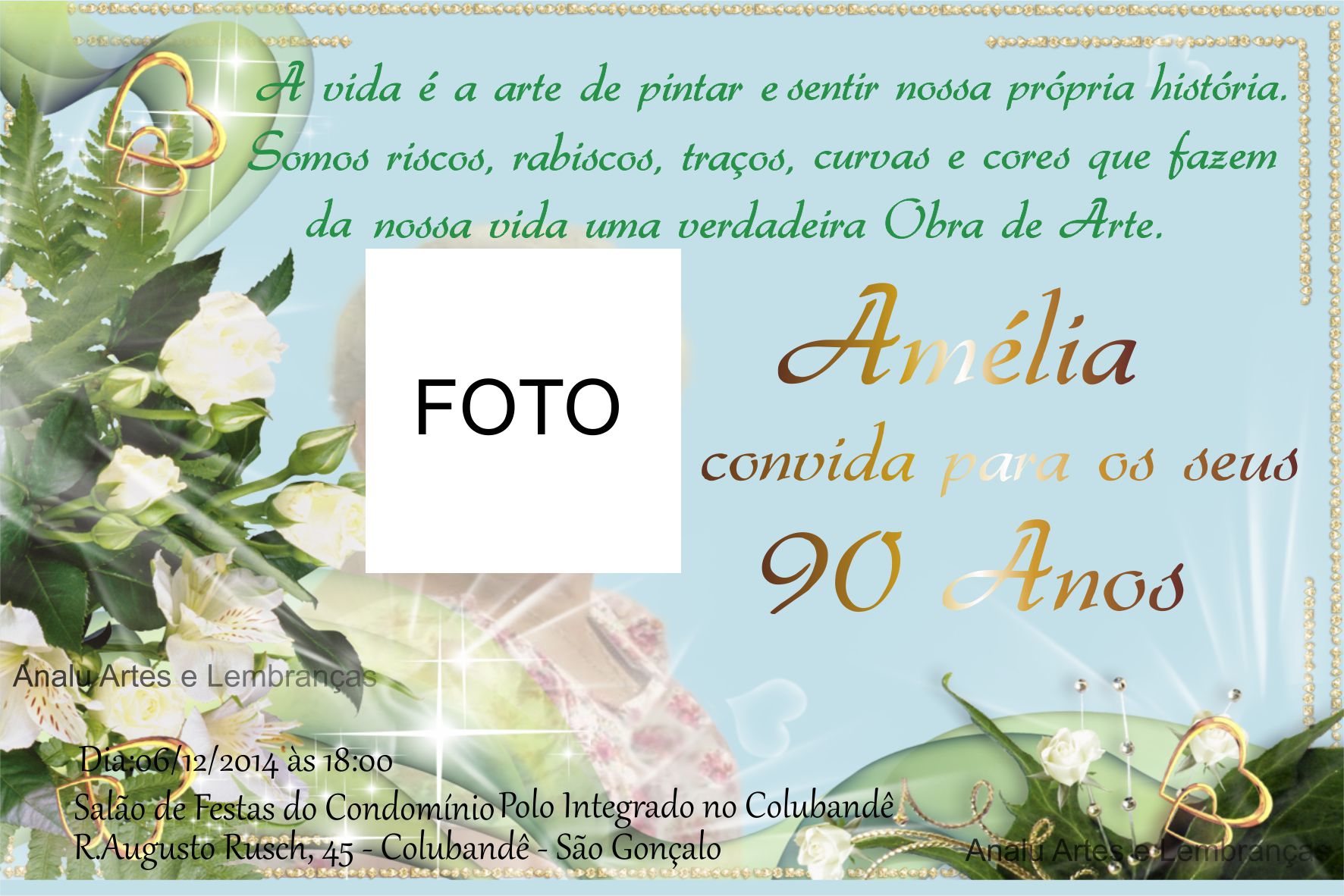 convite 90 anos aniversario