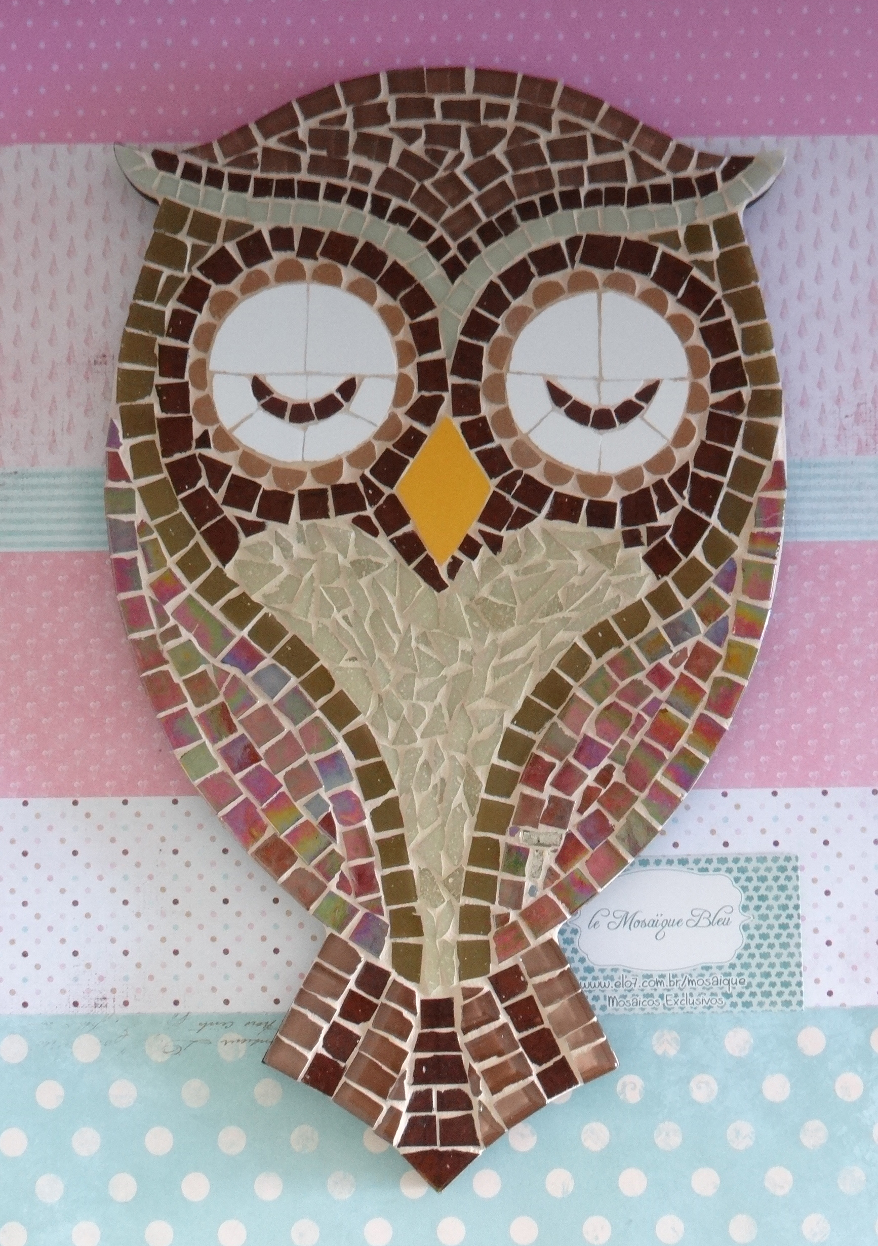 Mosaico Coruja Emily | La Mosaïque Blue | Elo7