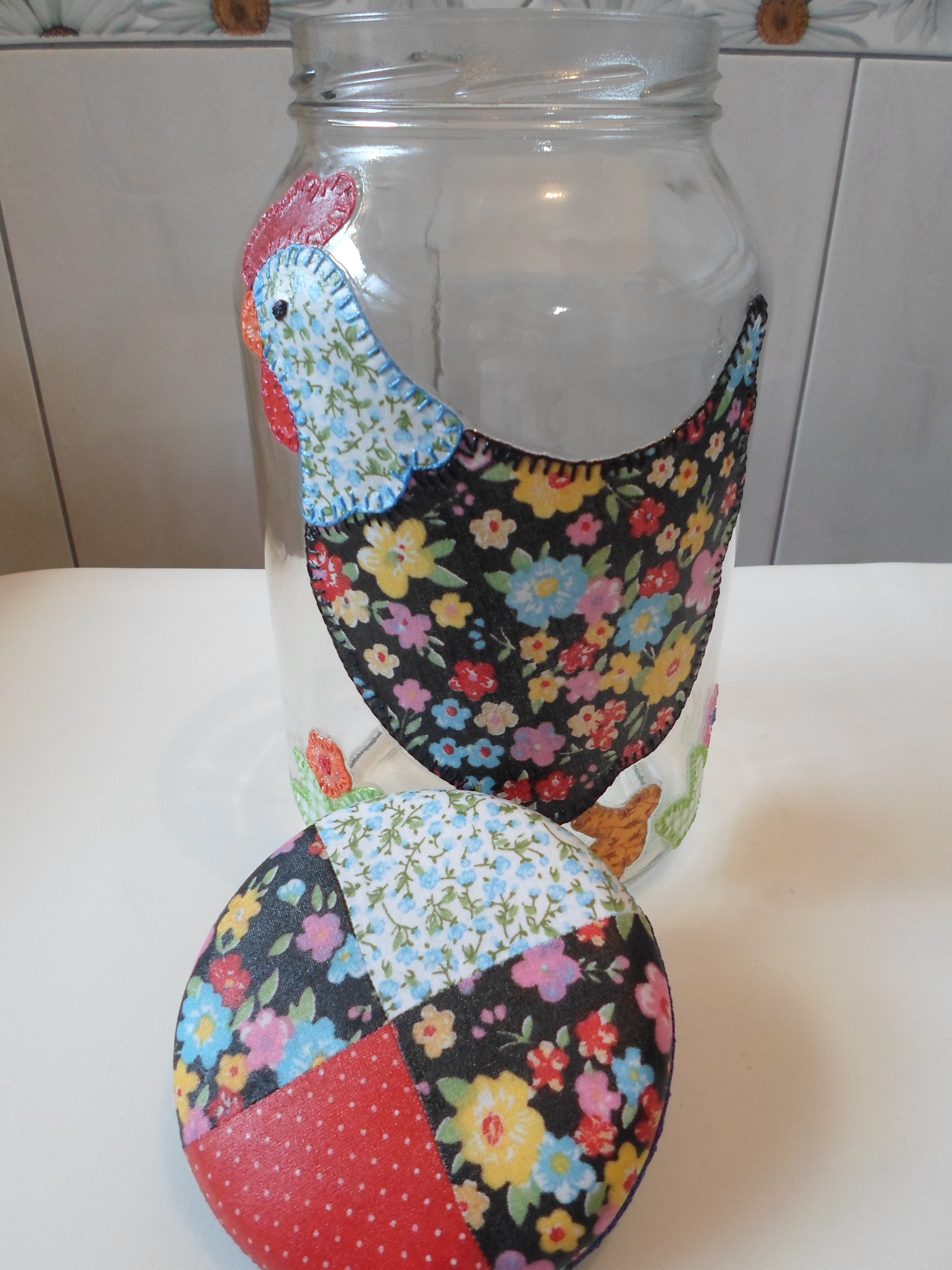 Pote de vidro com decoupage em tecido Artesanatos da Amanda Elo7 Armario Baño Con Espejo ~ Pote de vidro com decoupage em tecido Artesanatos da Amanda Elo7
