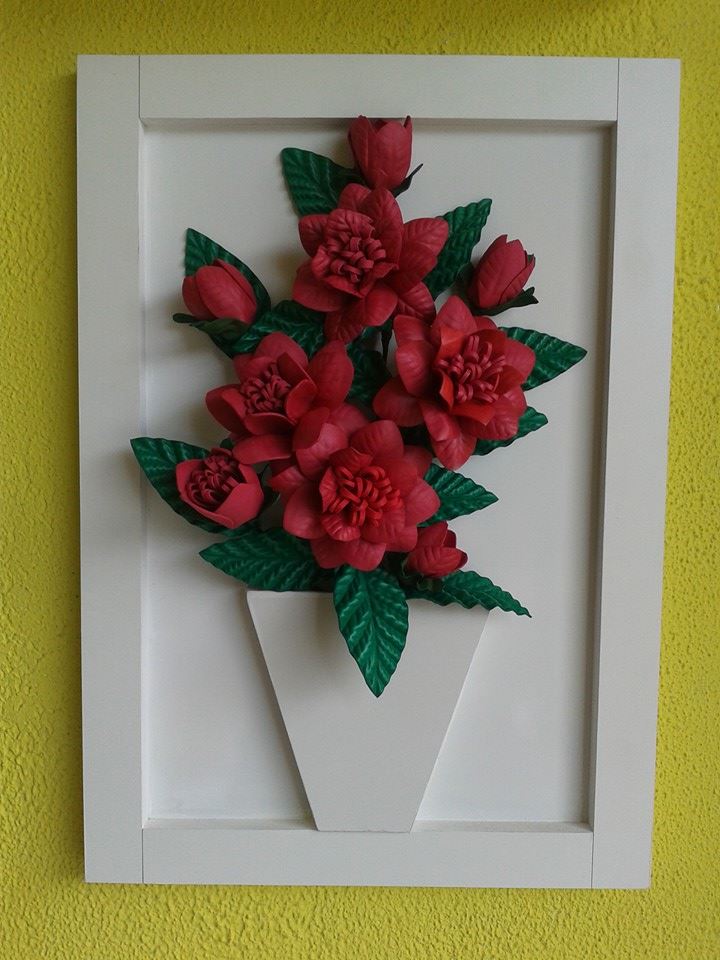 Quadro em MDF c Flores de EVA Apiadinho Luna u00b4s Artesanatos Elo7 Artesanato Goiania Go ~ Quadro em MDF c Flores de EVA Apiadinho Luna u00b4s Artesanatos Elo7