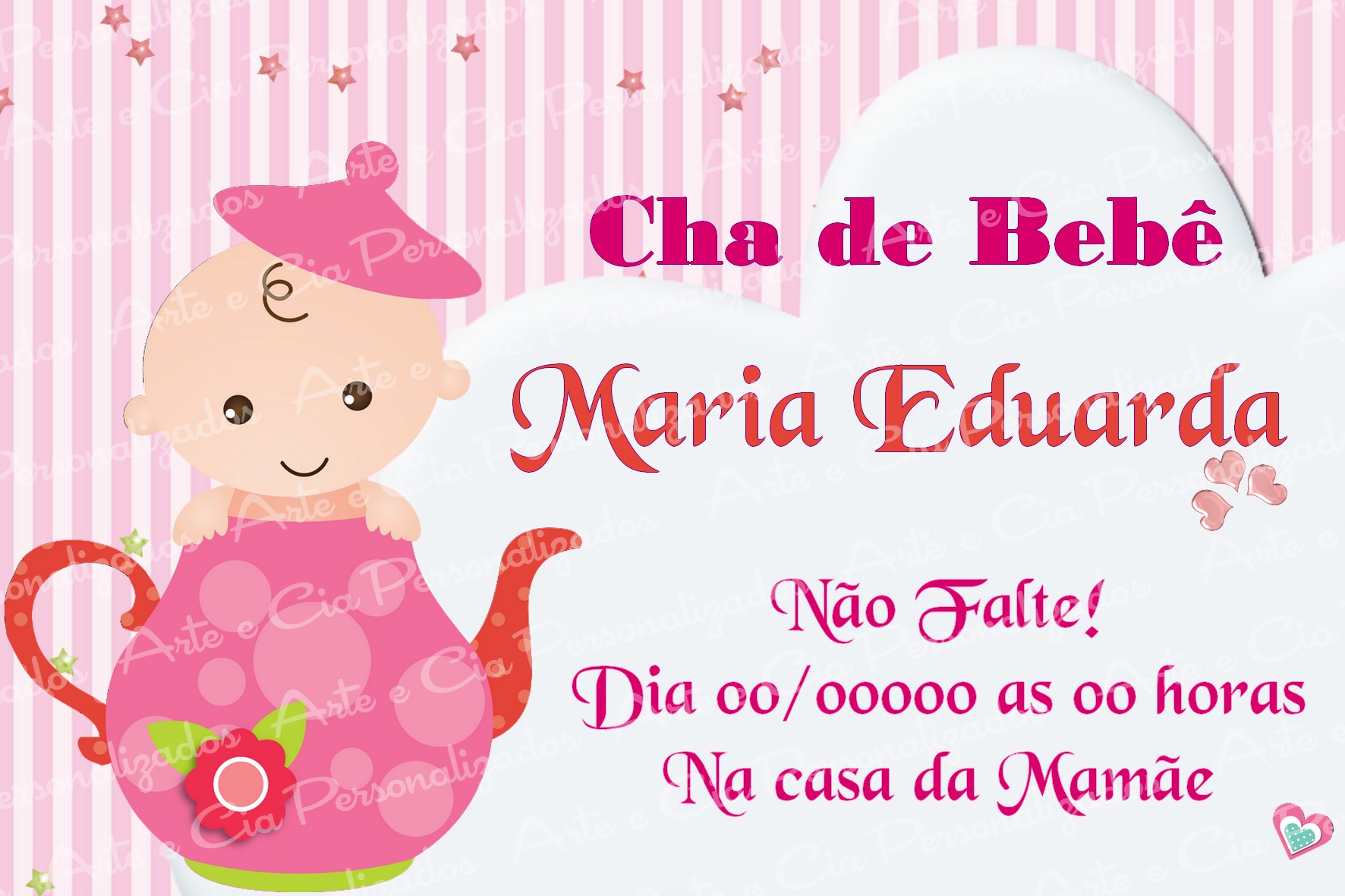 convite ch 225 de beb 234 menina arte e cia personalizados cha de bebe convites
