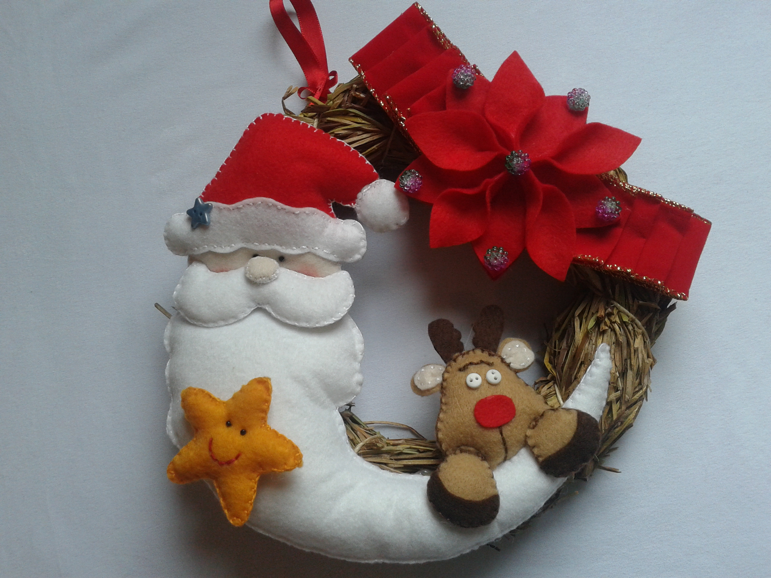 Guirlanda de Natal Feltro Atelier Aconchego Feltro Elo7 Artesanato Tecido Franzido ~ Guirlanda de Natal Feltro Atelier Aconchego Feltro Elo7