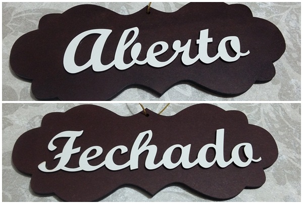 Placa Aberto e Fechado em MDF  Valmor Artesanato  Elo7