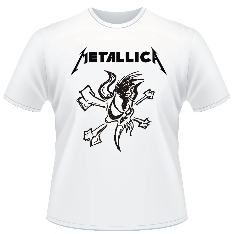 camiseta branca metallica