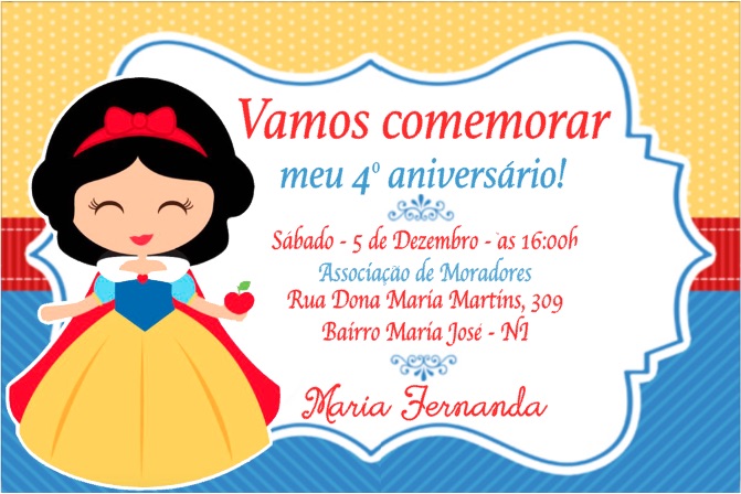 convite digital branca de neve cute no elo7 taizart 5f69a6