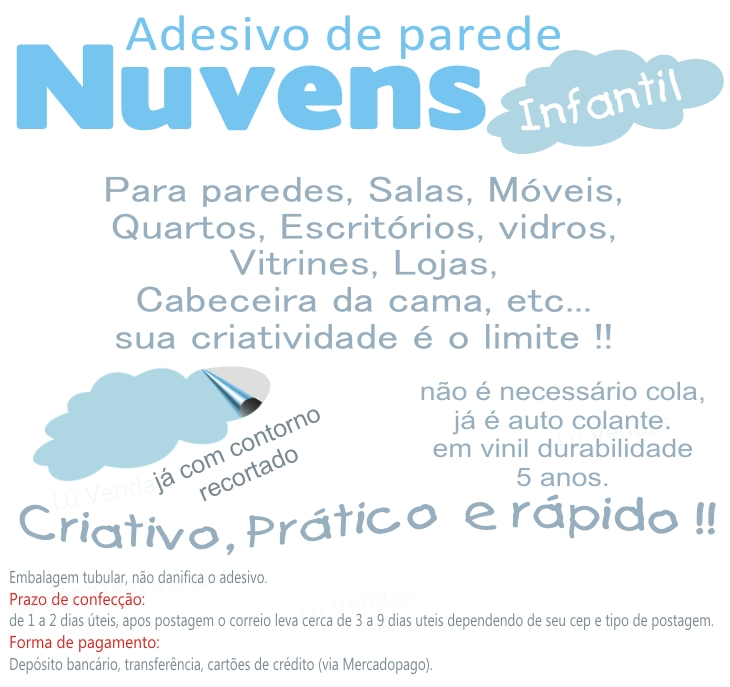 adesivo nuvem nuvens quarto infantil m08 QuartinhoDecorado Elo7 Adesivo De Cozinha ~ adesivo nuvem nuvens quarto infantil m08 QuartinhoDecorado Elo7