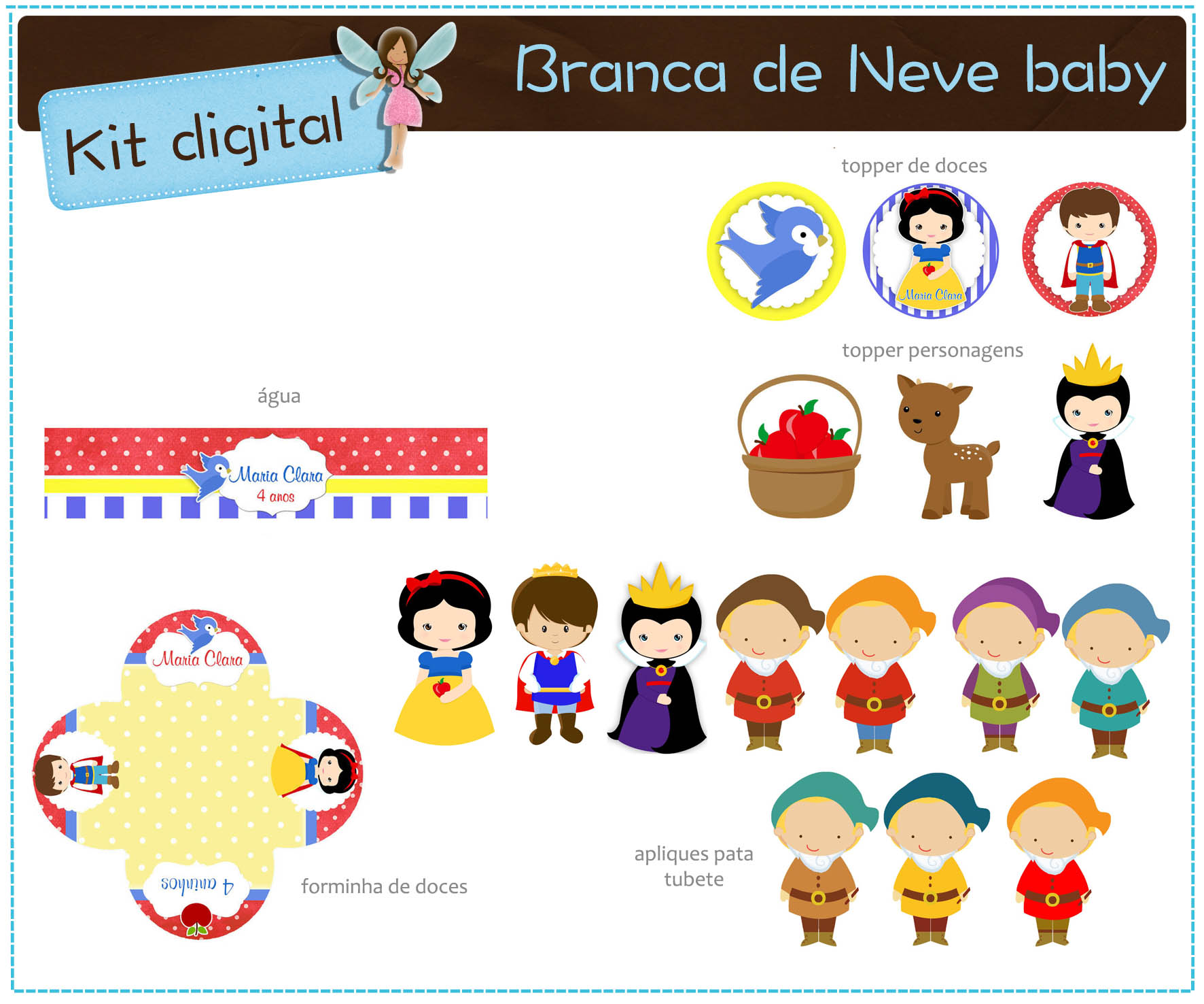 kit digital branca de neve para imprimir no elo7 atelier doces