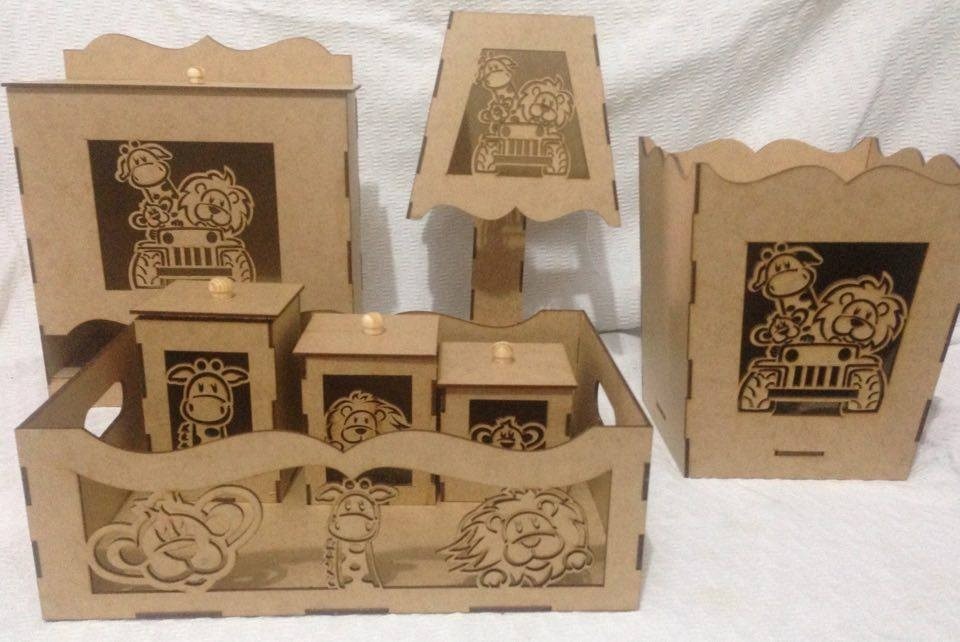 Kit Beb u00ea Safari MDF CRU Desmontado 7 pçs Moraes& Lebet Artesanato Elo7 Aparador Rustico Em U ~ Kit Beb u00ea Safari MDF CRU Desmontado 7 pçs Moraes& Lebet Artesanato Elo7
