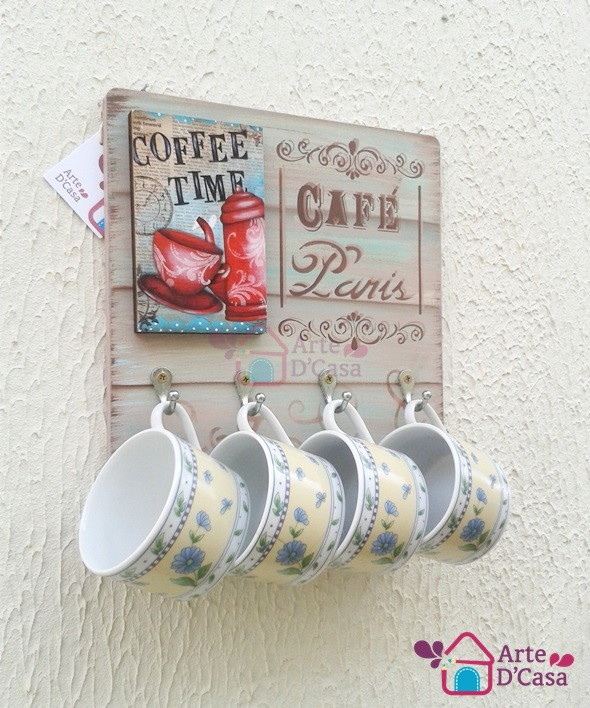 Porta Xícaras Café Paris Arte DCasa Decoraç u00e3o e Presentes Elo7 Artesanato De Madeira Para Parede ~ Porta Xícaras Café Paris Arte DCasa Decoraç u00e3o e Presentes Elo7