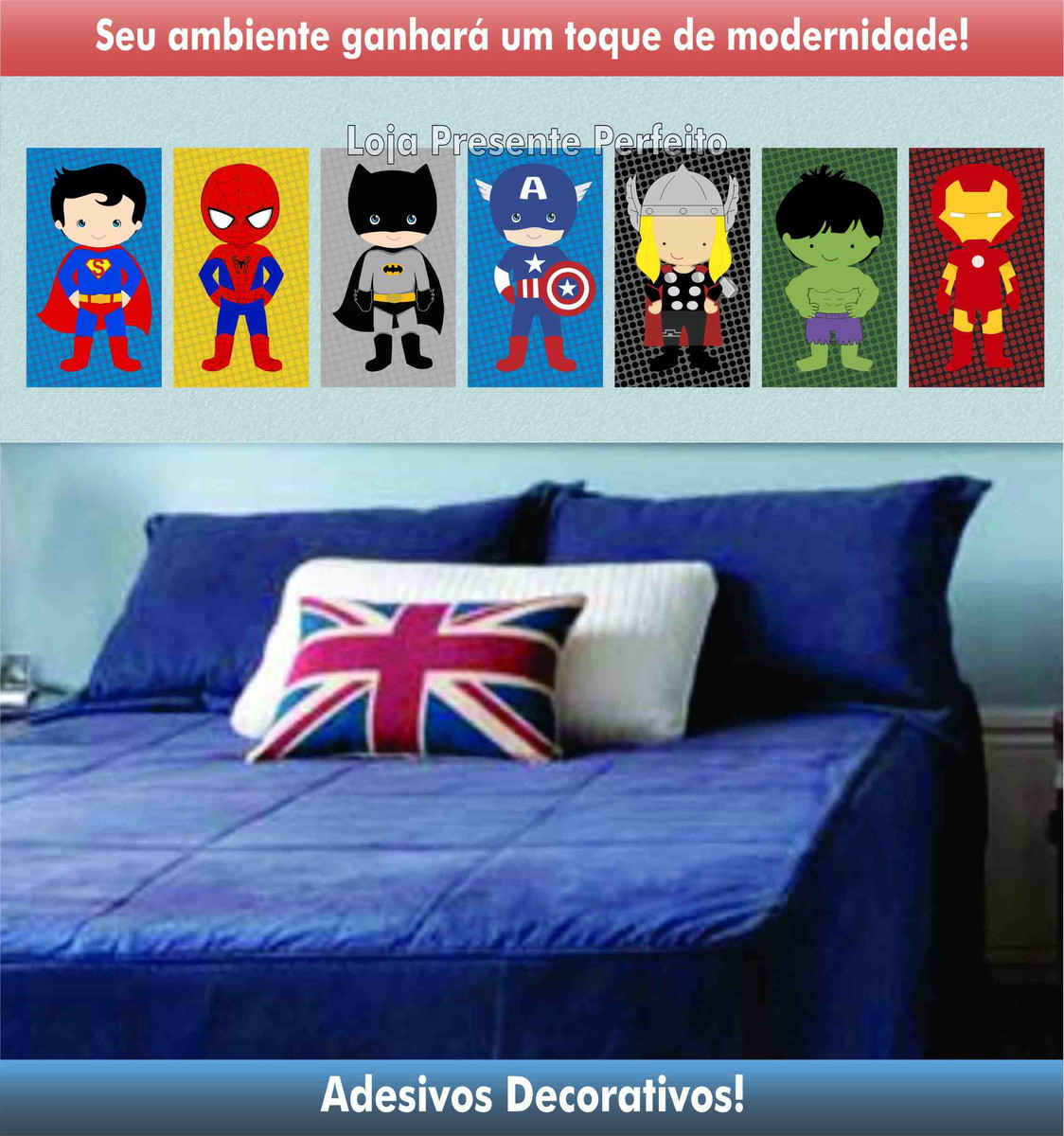 Super Kit Decorativo Herois Baby Loja Presente Perfeito Elo7 ~ Tecidos Para Parede De Quarto E Quarto Bebe Super Herois Super Kit Decorativo Herois Baby Loja Presente Perfeito Elo7 ~ Tecidos Para Parede De Quarto E Quarto Bebe Super Herois