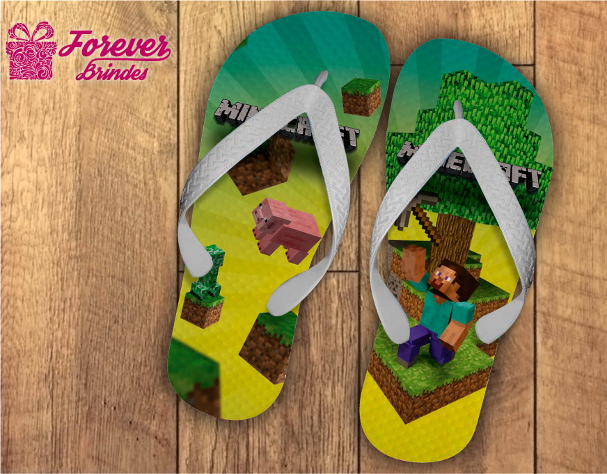 chinelo infantil minecraft no