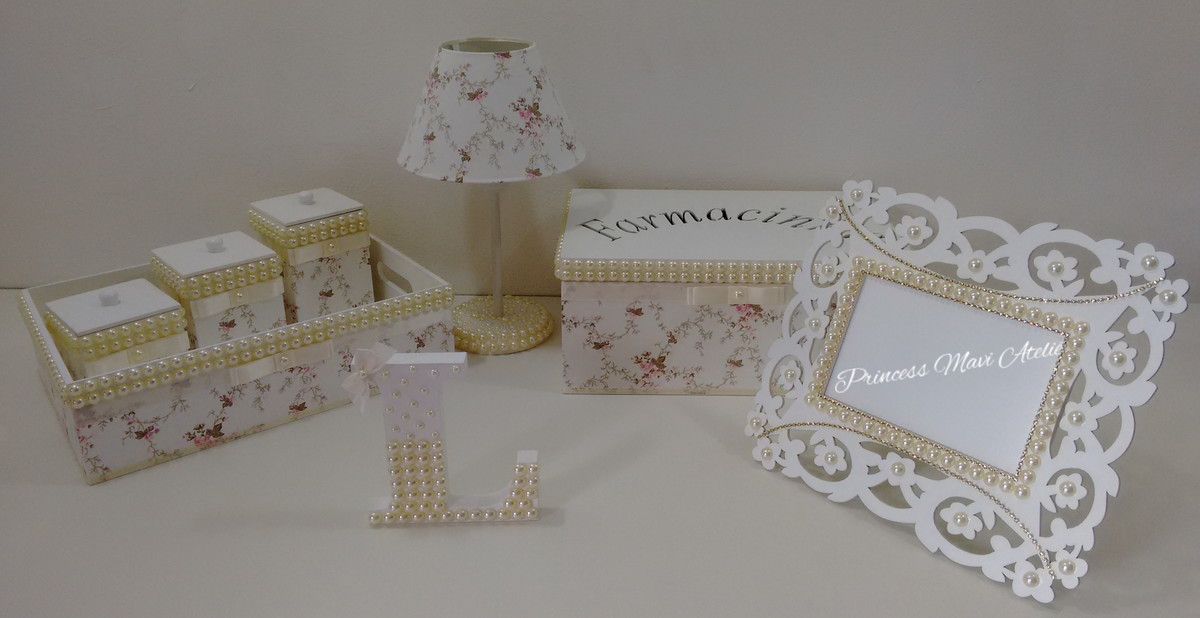KIT DE HIGIENE TECIDO PEROLAS 8 PE u00c7AS Princess Mavi Artesanato Xicara De Garrafa Pet ~ KIT DE HIGIENE TECIDO PEROLAS 8 PE u00c7AS Princess Mavi