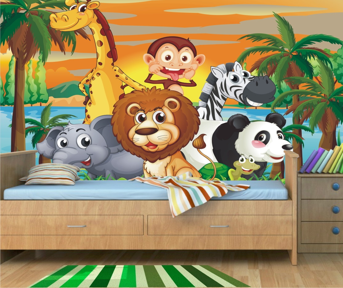 Adesivo Painel Infantil Zoo Safari 27 QuartinhoDecorado Aparador Colonial Mercado Livre ~ Adesivo Painel Infantil Zoo Safari 27 QuartinhoDecorado