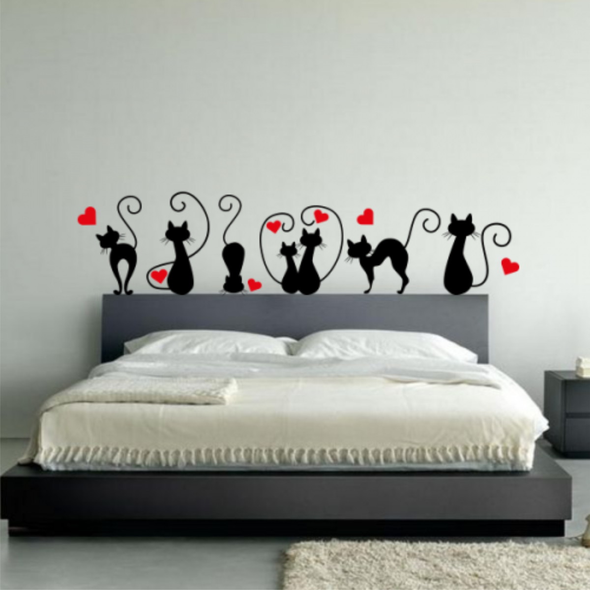 Gatos adesivos para Cabeceira de Cama Aarte Decoor Elo7 Aparador Para Hall ~ Gatos adesivos para Cabeceira de Cama Aarte Decoor Elo7